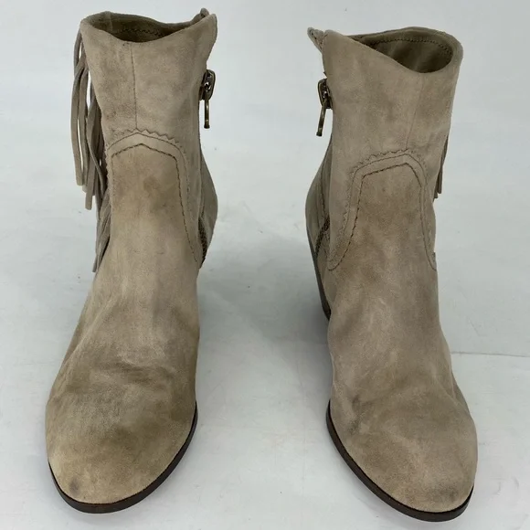 Sam Edelman Tan Ankle Boots with Fringe - Picture 4 of 10